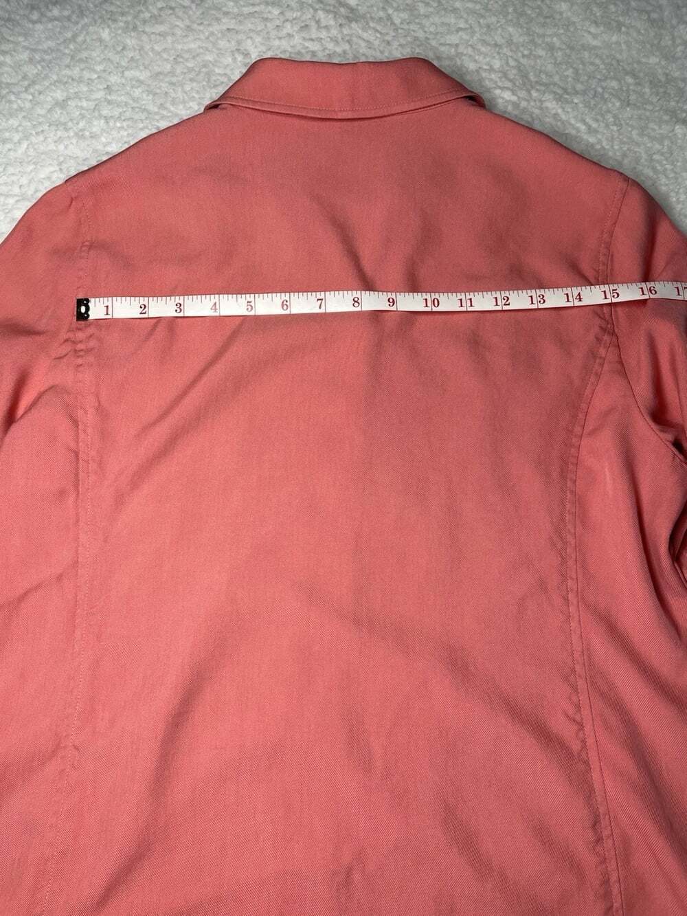 Jones NY Signature 100% Silk Womens L Long Sleeve Shirt Salmon Workwear Button - Picture 13 of 16